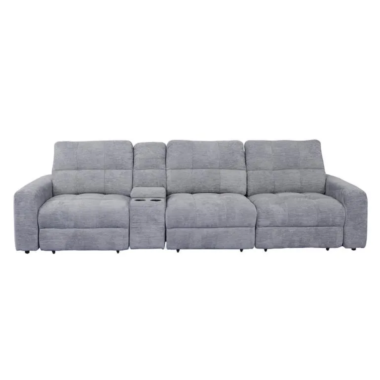 Power Modular Sofa with 2 Sliders and Console - 4 pcs