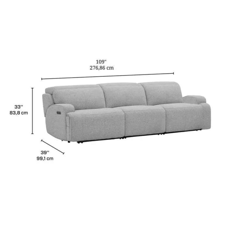 Power Modular Sofa with Adjustable Headrests - 3 pcs