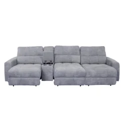 Power Modular Sofa with Sliders and Console - 4 pcs
