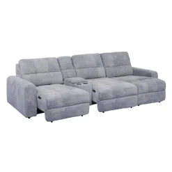 Power Modular Sofa with Sliders and Console - 4 pcs