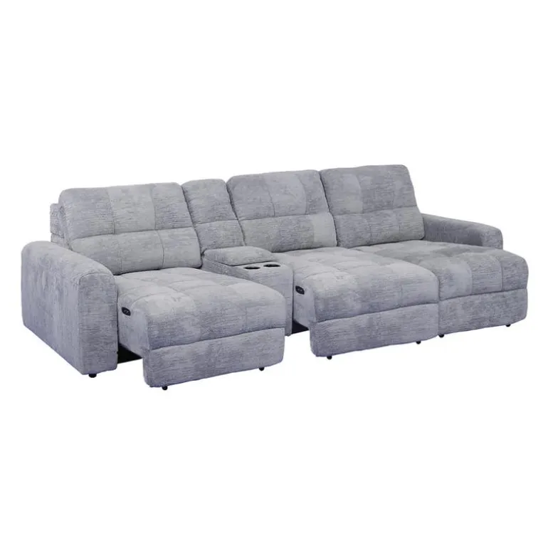 Power Modular Sofa with Sliders and Console - 4 pcs