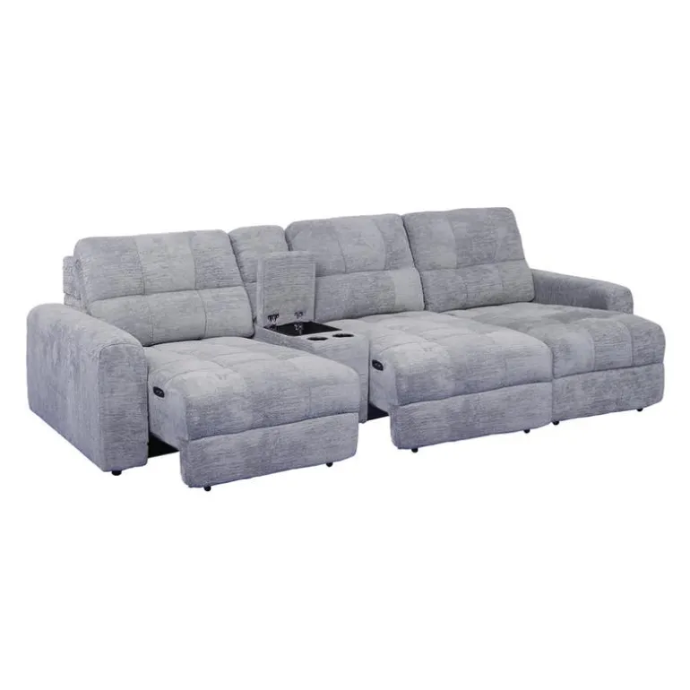 Power Modular Sofa with Sliders and Console - 4 pcs