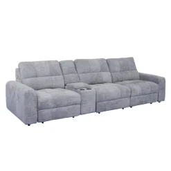 Power Modular Sofa with Sliders and Console - 4 pcs