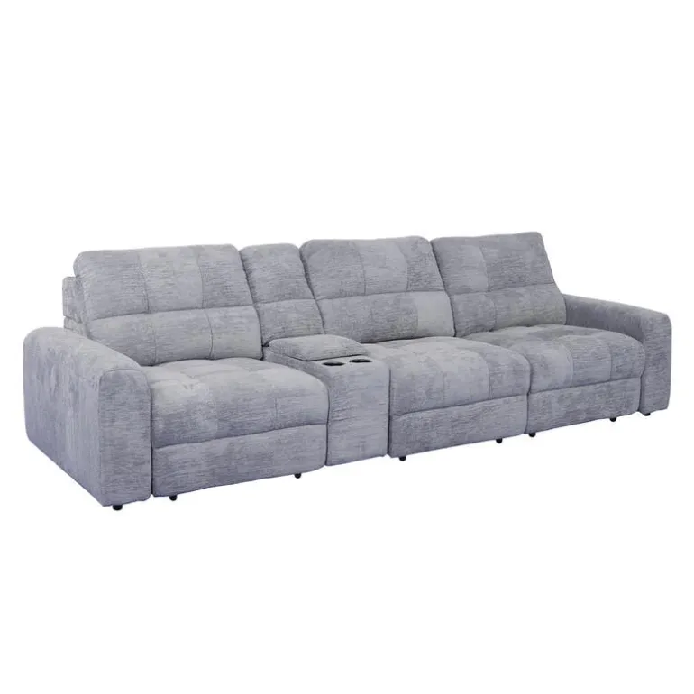 Power Modular Sofa with Sliders and Console - 4 pcs