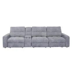 Power Modular Sofa with Sliders and Console - 4 pcs