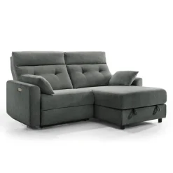 Power Recliner Loveseat and Right-Facing Chaise with Storage - Grey