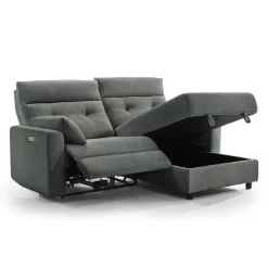 Power Recliner Loveseat and Right-Facing Chaise with Storage - Grey
