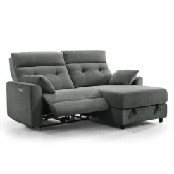 Power Recliner Loveseat and Right-Facing Chaise with Storage - Grey