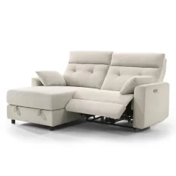 Power Recliner Loveseat and Left-Facing Chaise with Storage - Beige