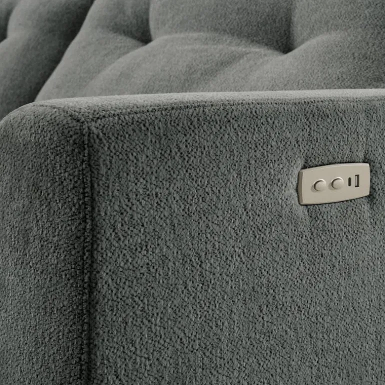 Power Recliner Loveseat and Left-Facing Chaise with Storage - Grey
