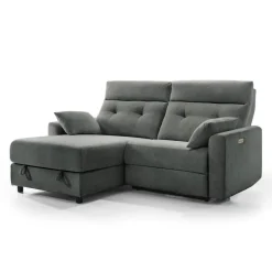 Power Recliner Loveseat and Left-Facing Chaise with Storage - Grey