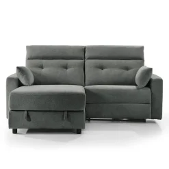 Power Recliner Loveseat and Left-Facing Chaise with Storage - Grey