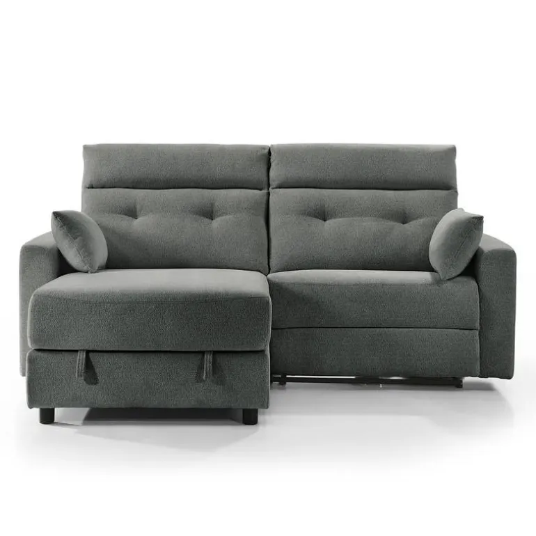 Power Recliner Loveseat and Left-Facing Chaise with Storage - Grey