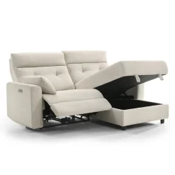 Power Recliner Loveseat and Right-Facing Chaise with Storage - Beige