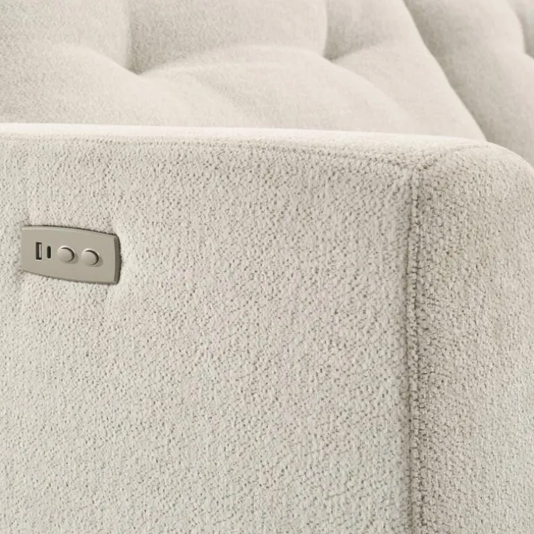 Power Recliner Loveseat and Right-Facing Chaise with Storage - Beige