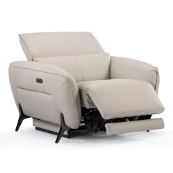 Power Recliner with Adjustable Headrest - Genuine Leather