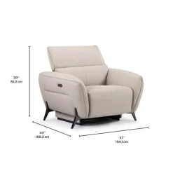 Power Recliner with Adjustable Headrest - Genuine Leather