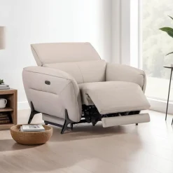 Power Recliner with Adjustable Headrest - Genuine Leather