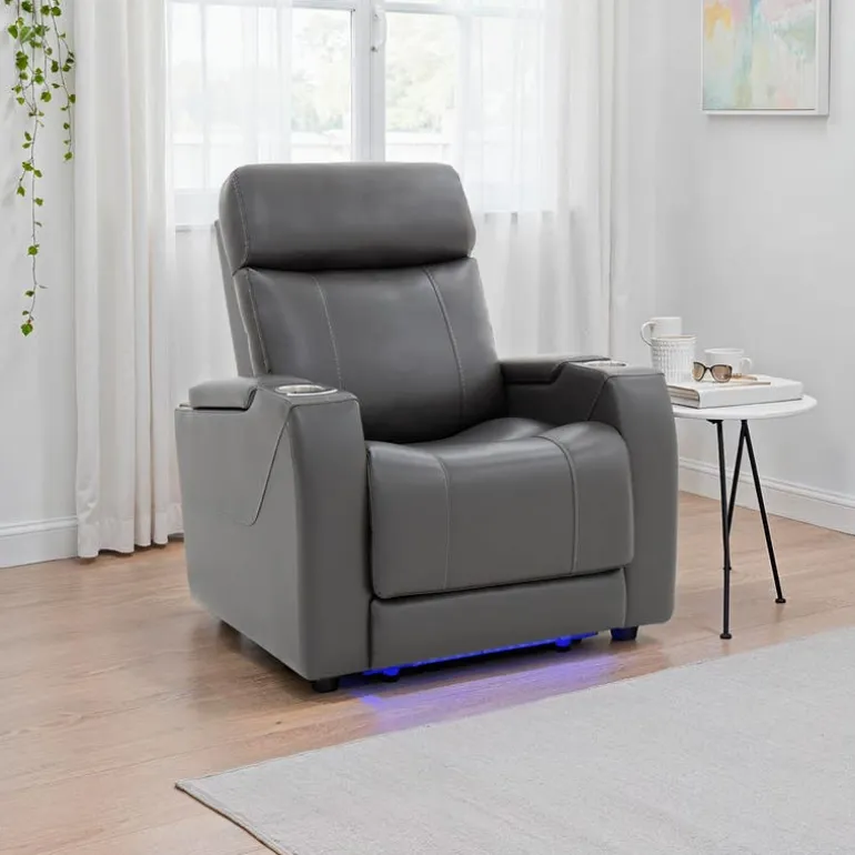 Power Recliner with Built-In Audio System - Grey