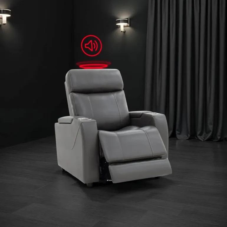 Power Recliner with Built-In Audio System - Grey