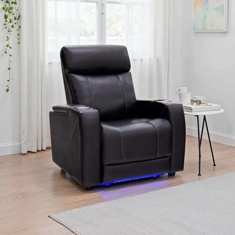 Power Recliner with Built-In Audio System - Black