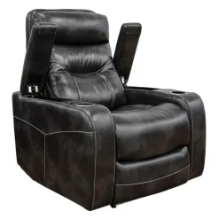 Power Recliner with Storage, Cup Holders and LED Lighting - Grey