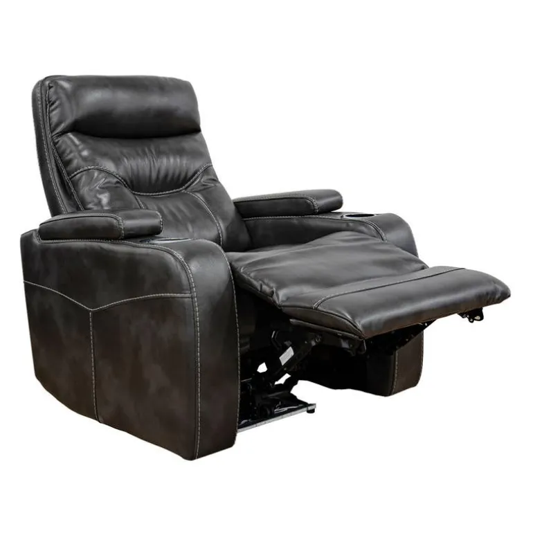 Power Recliner with Storage, Cup Holders and LED Lighting - Grey