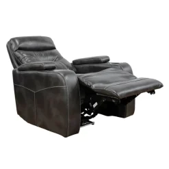 Power Recliner with Storage, Cup Holders and LED Lighting - Grey