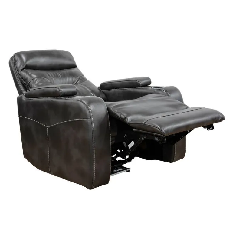 Power Recliner with Storage, Cup Holders and LED Lighting - Grey