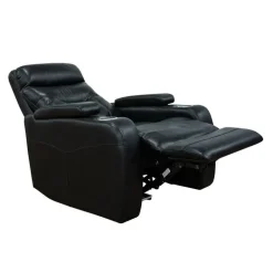 Power Recliner with Storage, Cup Holders and LED Lighting - Black