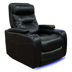 Power Recliner with Storage, Cup Holders and LED Lighting - Black