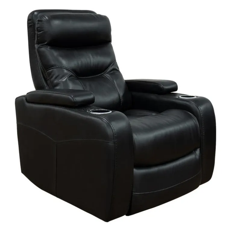 Power Recliner with Storage, Cup Holders and LED Lighting - Black