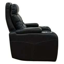 Power Recliner with Storage, Cup Holders and LED Lighting - Black