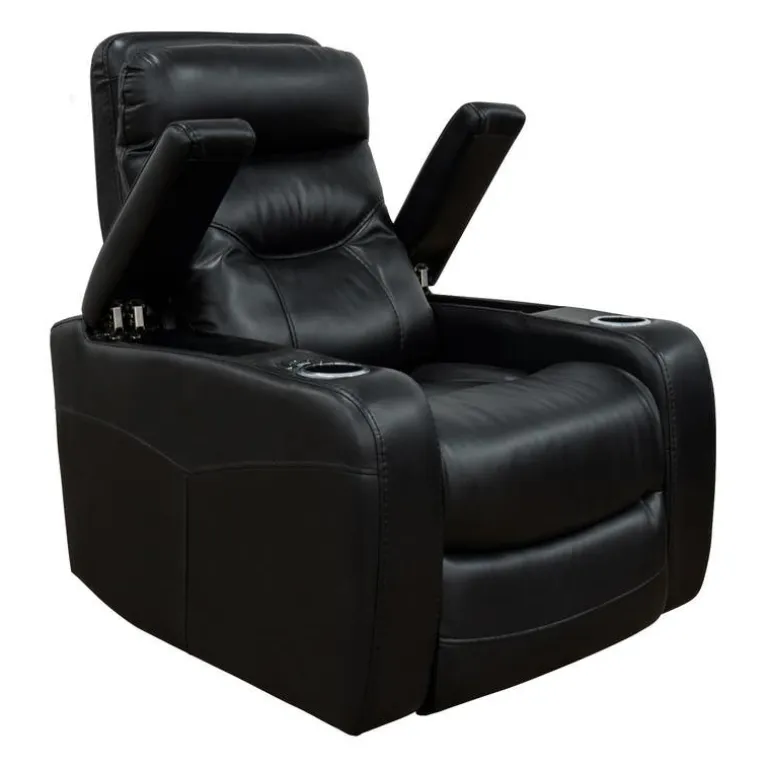 Power Recliner with Storage, Cup Holders and LED Lighting - Black