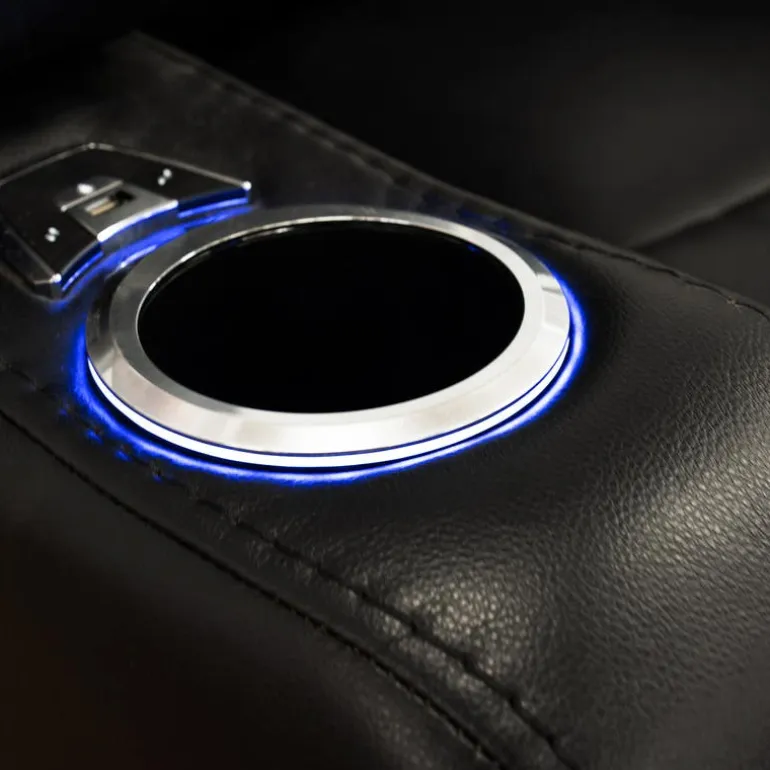 Power Recliner with Storage, Cup Holders and LED Lighting - Black