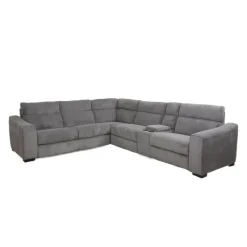 Power Reclining Grey Sleeper Sectional with Console - 6 pcs
