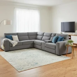 Power Reclining Grey Sleeper Sectional with Console - 6 pcs
