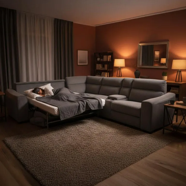 Power Reclining Grey Sleeper Sectional with Console - 6 pcs