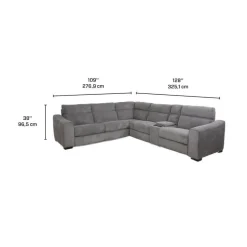 Power Reclining Grey Sleeper Sectional with Console - 6 pcs
