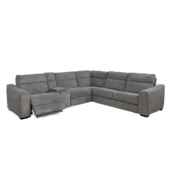 Power Reclining Grey Sleeper Sectional with Console - 6 pcs