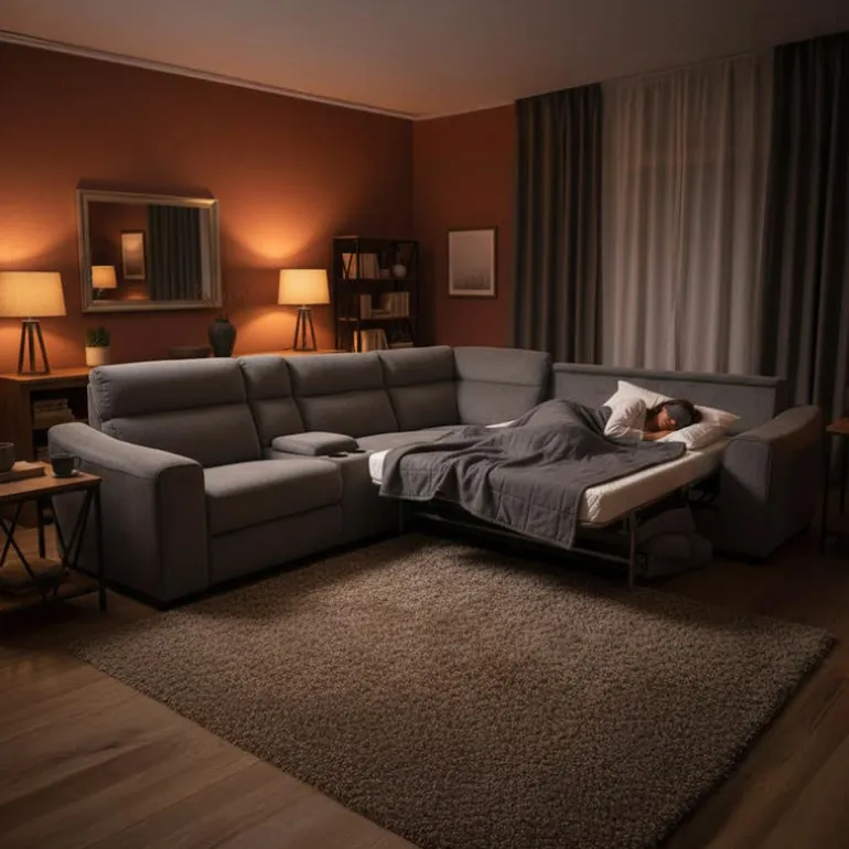 Power Reclining Grey Sleeper Sectional with Console - 6 pcs