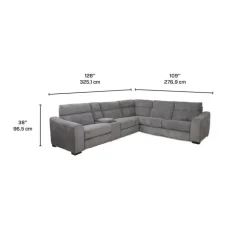Power Reclining Grey Sleeper Sectional with Console - 6 pcs