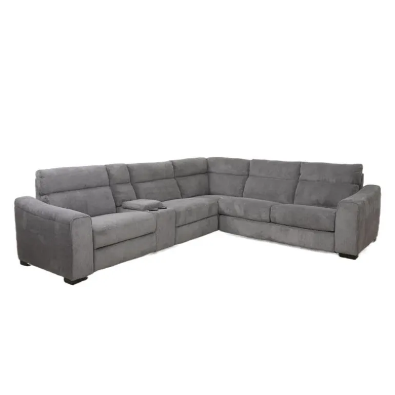 Power Reclining Grey Sleeper Sectional with Console - 6 pcs