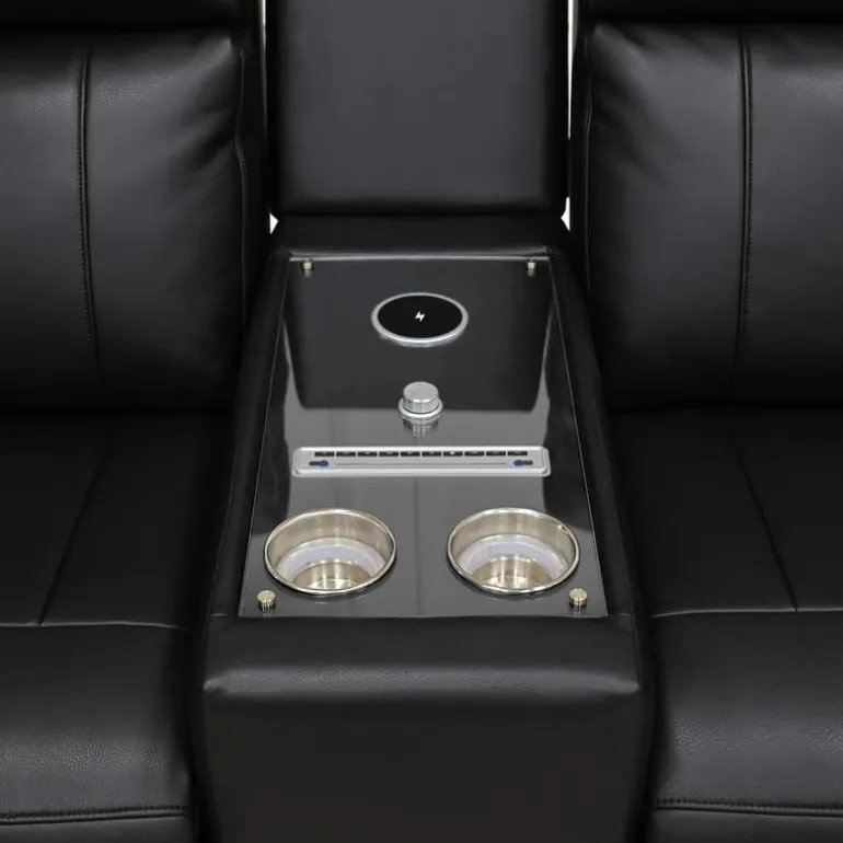 Power Reclining Loveseat with Massage, Heat, Console, and Built-In Sound System