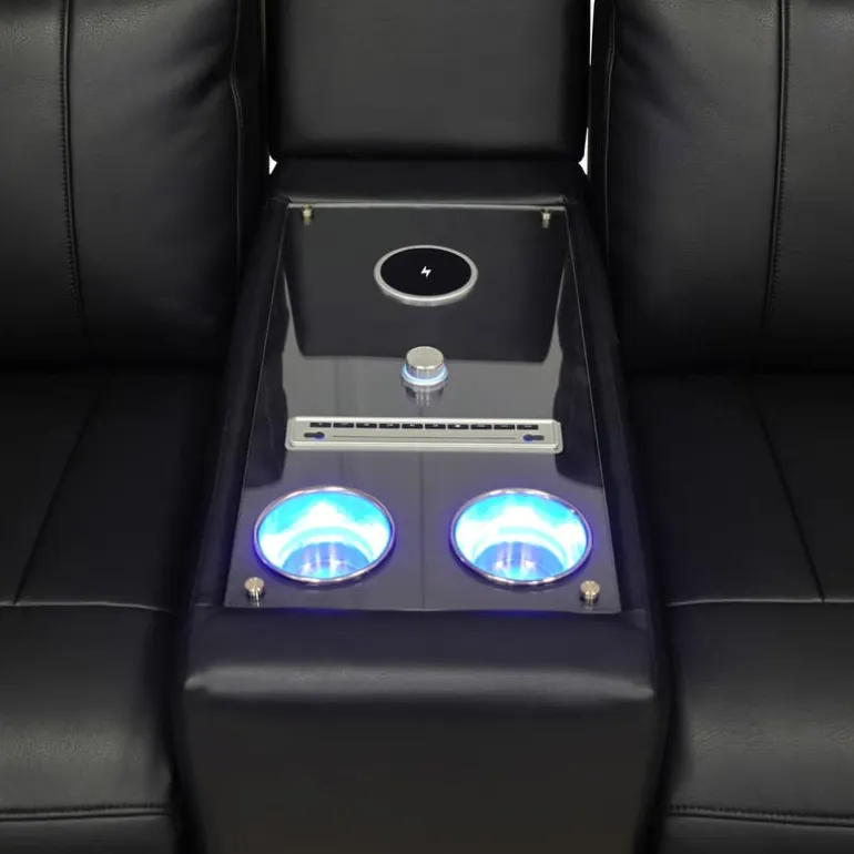 Power Reclining Loveseat with Massage, Heat, Console, and Built-In Sound System