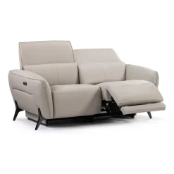 Power Reclining Loveseat with Adjustable Headrests - Genuine Leather