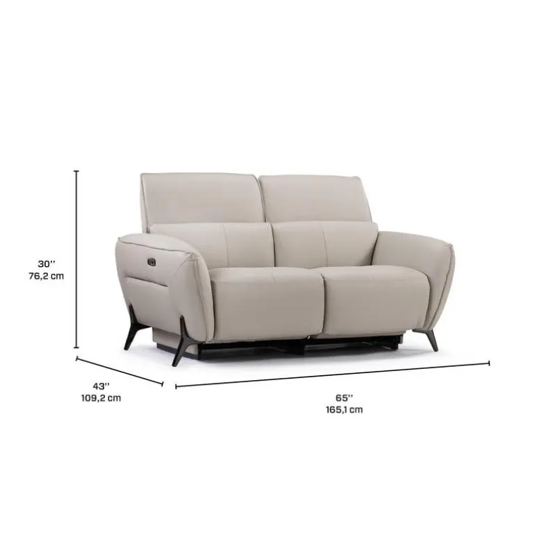 Power Reclining Loveseat with Adjustable Headrests - Genuine Leather