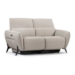 Power Reclining Loveseat with Adjustable Headrests - Genuine Leather