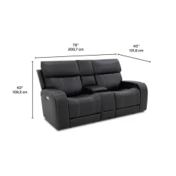 Power Reclining Loveseat with Adjustable Headrests, Console and Immersive Sound System