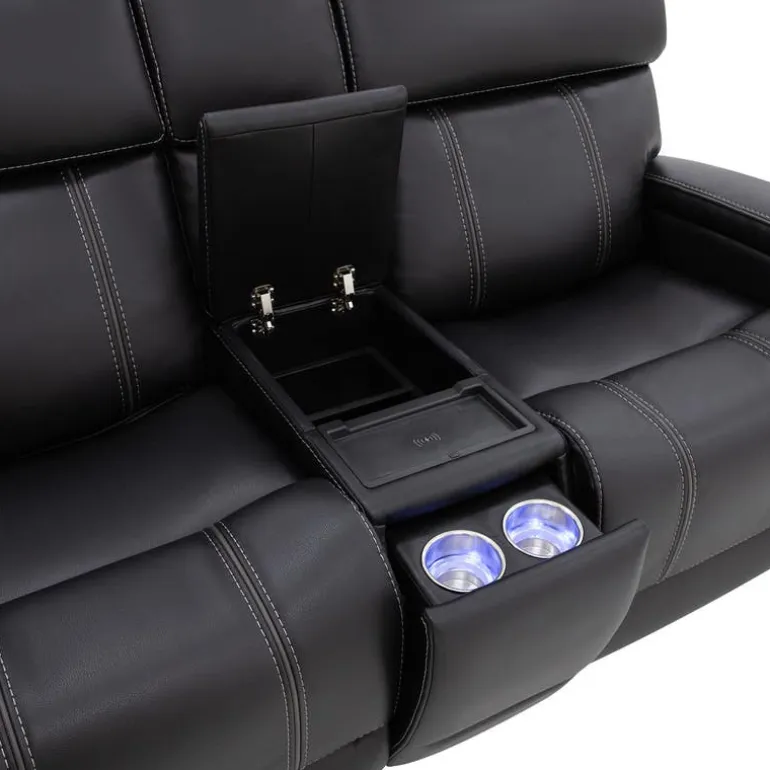 Power Reclining Loveseat with Adjustable Headrests, Console and Immersive Sound System
